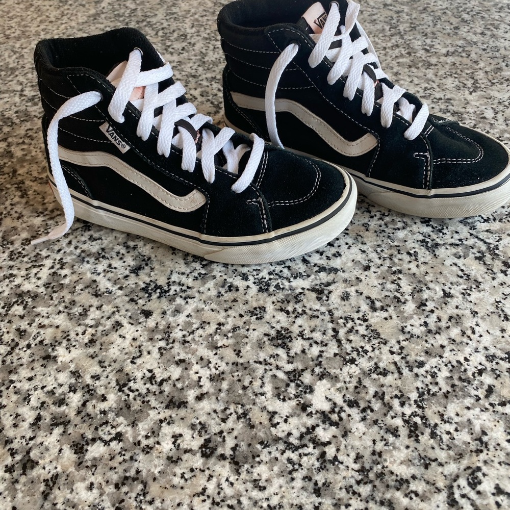 Vans Kids Black and White High-Top Sneakers